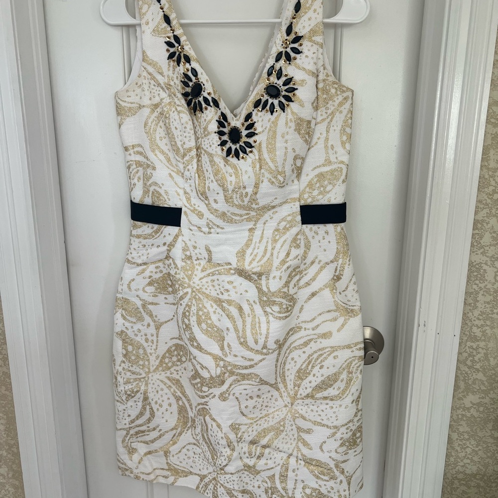 Lilly Pulitzer Laidley White and Gold Dress - Picture 2 of 9